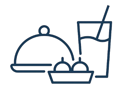 <p><span style="color: rgb(0, 0, 0);">Servizio hospitality “Premium” con cibo gourmet, finger food, bevande e drink</span></p> Icon